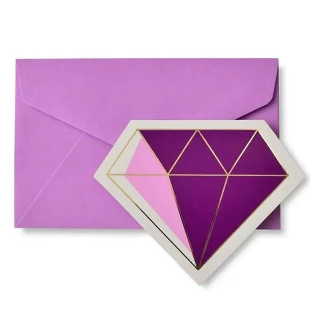 NWT W box Zoomerang 16 Gold Foil & Jewel Tone Diamond Note Cards & envelopes